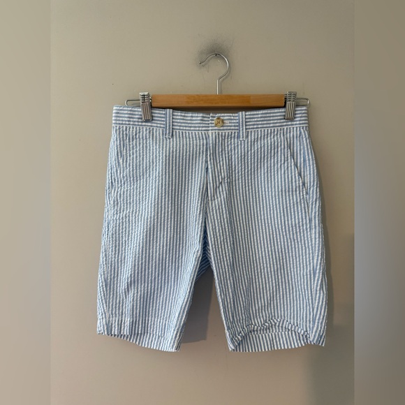 Short J.Crew En Seersucker Rayé Bleu Et Blanc Avec Accent Corde - Taille 2 Femme - Très Bon état